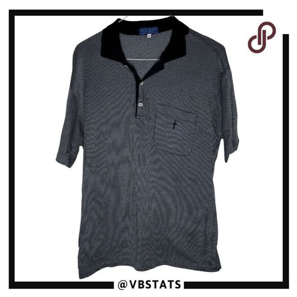 Gieves & Hawkes Men's Cotton Collared Short Sleeve Polo Shirt Black Gray Large - Picture 1 of 6